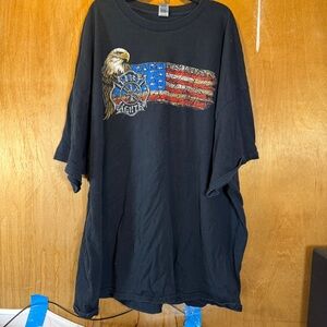 Vintage Gildan American Fire Fighter Black Shirt Size 4XL